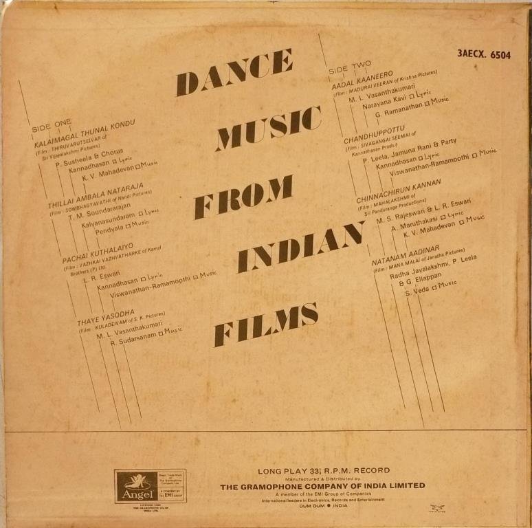 Dance Music from Indian Films Tamil LP Vinyl Record www.mossymart.com