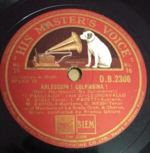 Arlecchin Colombina 78 RPM Record by Franco Ghione DB 2306 www.mossymart.com