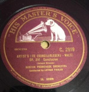 Artist's Life ( Kunstlerleben ) Waltz 78 RPM Record by Arthur Fiedler C 2919 www.mossymart.com