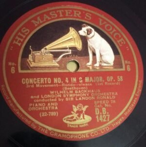 Concerto no 4 in G Major Beethoven 78 RPM Record by Sir Landon Ronald D B 1427 www.mossymart.com