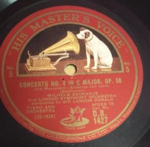 Concerto no 4 in G Major Beethoven 78 RPM Record by Sir Landon Ronald D B 1427 www.mossymart.com
