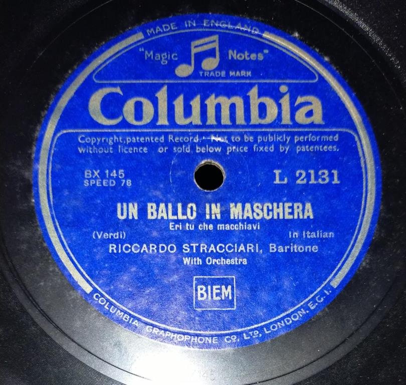LA Traviata 78 RPM Record by Riccardo Stracciari with orchestra L 2131 www.mossymart.com