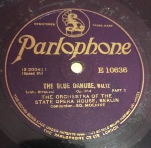 The Blue Danube, Waltz The Orchestra of the State opera House 78 RPM Record www.mossymart.com