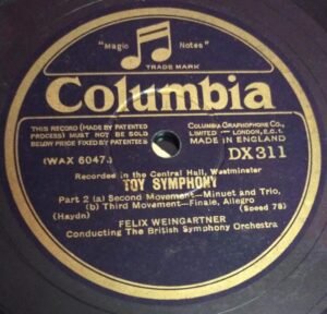 Toy Symphony 78 RPM Record by Felix Weingartner DX 311 www.mossymart.com