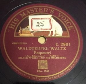 Waldteufel Waltz 78 RPM Record by Marek Weber and his Orchestra C 2801 www.mossymart.com