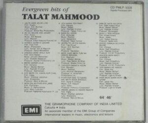 Evergreen Hits of Talat Mahmood Hindi Film songs Audio CD