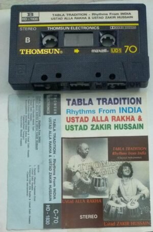 Tabla Tradition Rhythms from India Classical Audio Cassette by Ustad Alla Rakha & Ustad Zakir Hussain