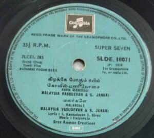 Kizhakke Pogum Rayil Tamil Film EP Vinyl Record by Ilayaraaja.jpg1