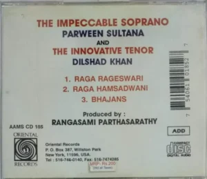 The Impeccable Soprano by Parween Sultana Audio CD -185