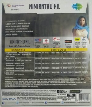 Nimirnthu Nill Tamil Film Audio CD by G V Prakashkumar