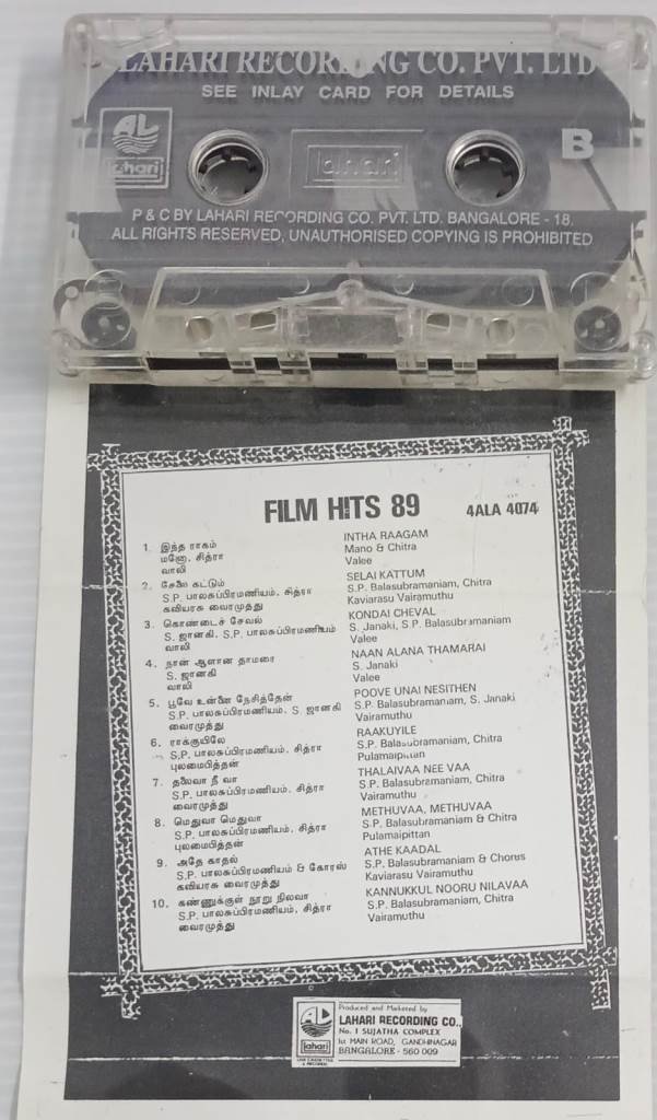 Film Hits 89 Tamil Film songs Audio Cassette