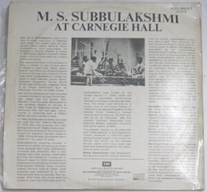 M S Subbulakshmi at Carnegie Hall USA Carnatic Classical LP Vinyl Record (set of 3 records)