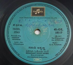 Sanaadi Appanna Kannada Film songs EP Vinyl Record by G K Venkatesh 18117.jpg1